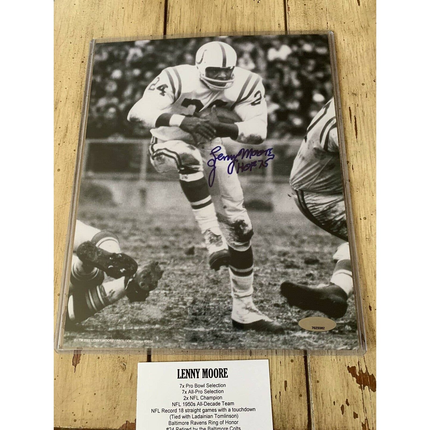 Lenny Moore Autographed/Signed 8x10 Photo TRISTAR Baltimore Colts HOF - TreasuresEvolved