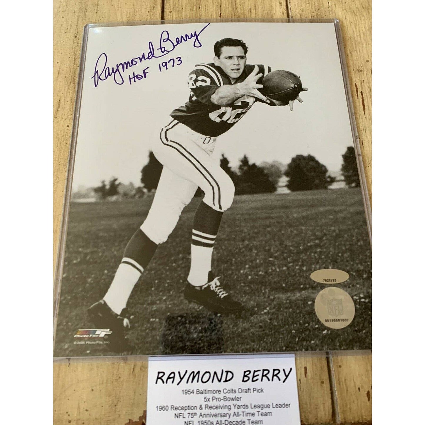 Raymond Berry Autographed/Signed 8x10 Photo TRISTAR Baltimore Colts HOF - TreasuresEvolved