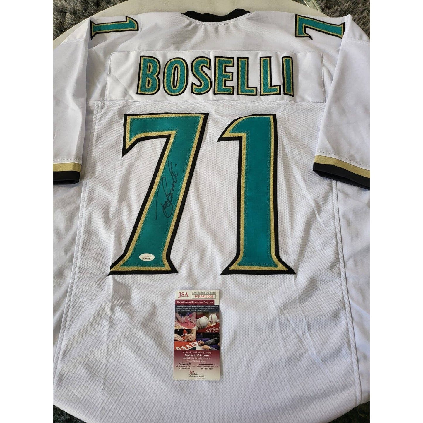 Tony Boselli Autographed/Signed Jersey JSA COA Jacksonville Jaguars - TreasuresEvolved