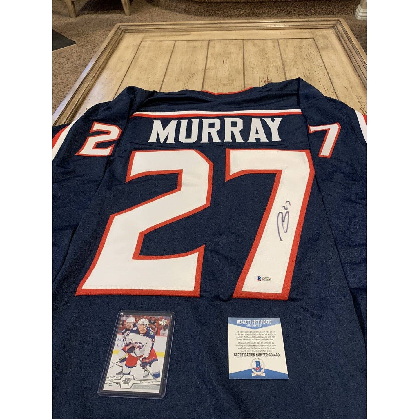 Ryan Murray Autographed/Signed Jersey Beckett COA Columbus Blue Jackets - TreasuresEvolved