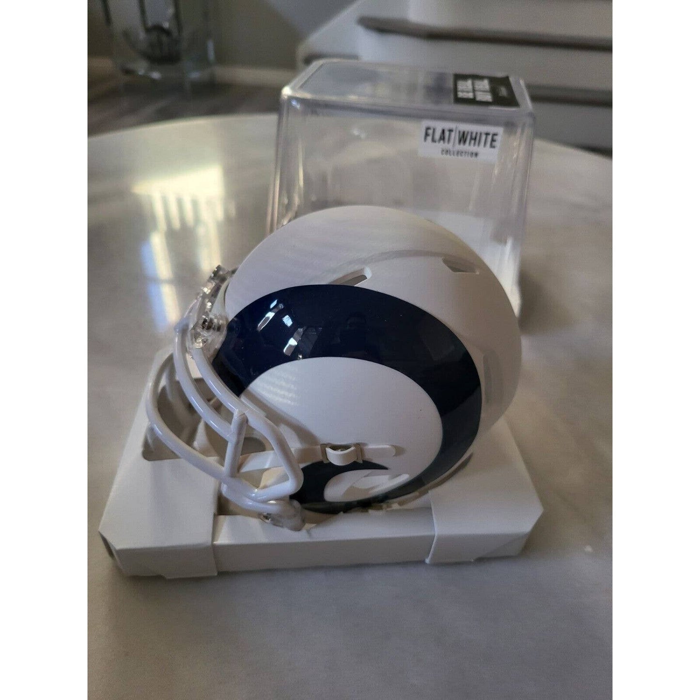 Isaac Bruce Autographed/Signed Mini Helmet FANATICS LA Rams Flat White - TreasuresEvolved