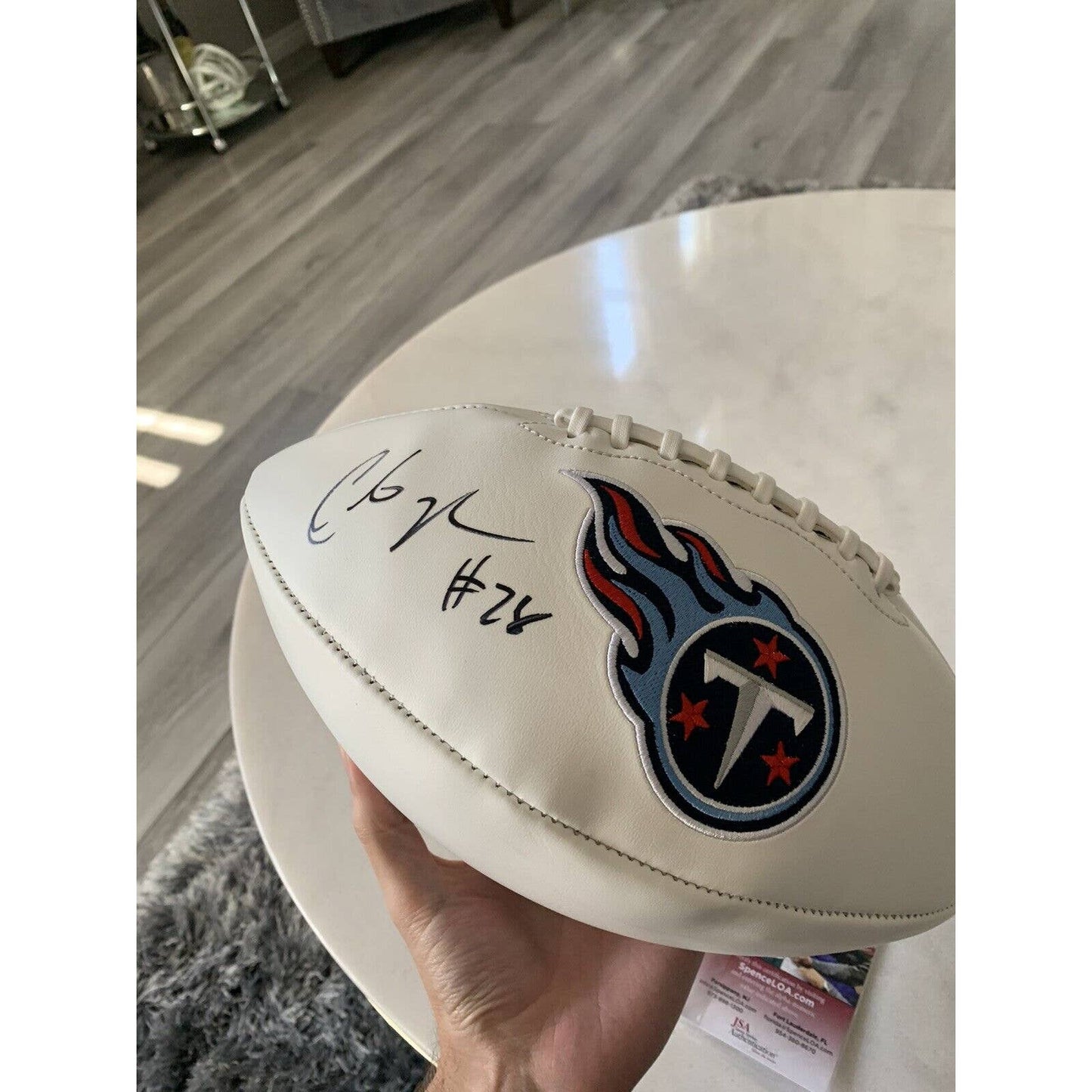 Chris Johnson Autographed/Signed Football JSA COA Tennessee Titans - TreasuresEvolved