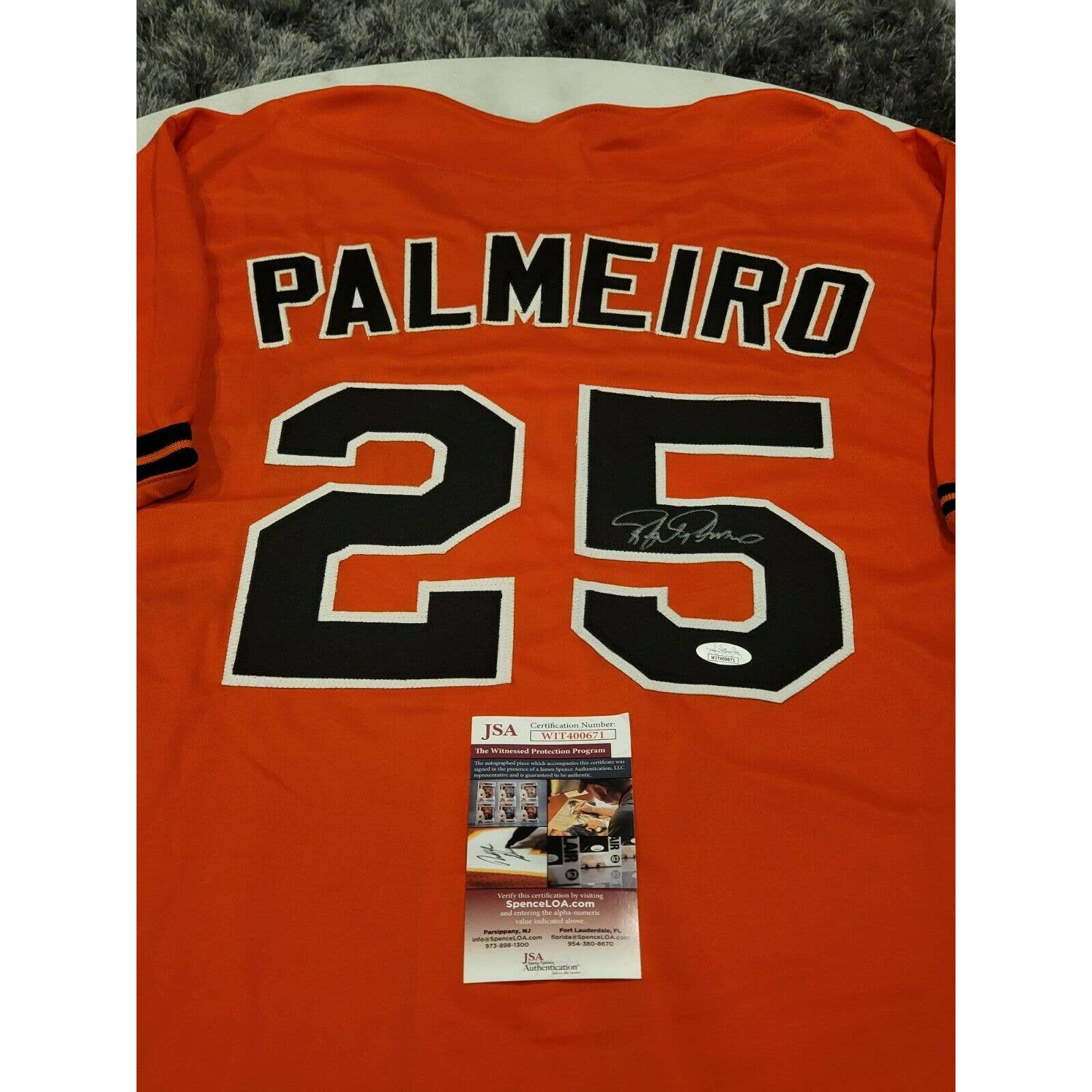 Rafael Palmeiro Autographed/Signed Jersey JSA COA Baltimore Orioles Palmeiero - TreasuresEvolved